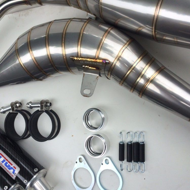 ** special promotion** Exhaust set Side by side with carbon silencers, Aprilia RS250