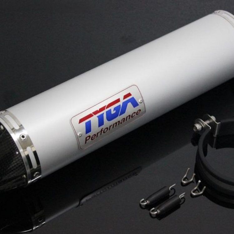 Silencer aluminium round /carbon end cap 380mm (4 stroke) 2"
