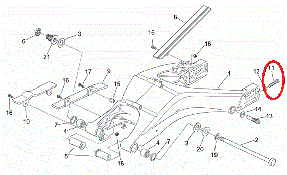 TORNILLO tensor basculante APRILIA rs250 - Imagen 2