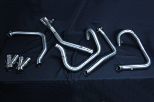 Conjunto de silenciador con sistema de carrera completo, tapa de extremo redonda de acero inoxidable/carbono, salida izquierda, VFR750F gen 4, 94-97 - Imagen 3